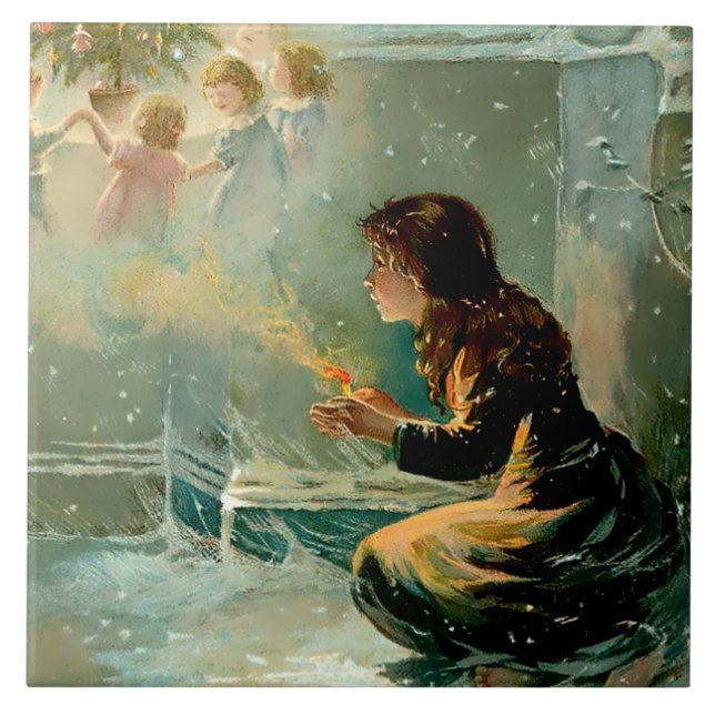 "The Little Match Girl" von E S Hardy Fliese (Vorderseite)