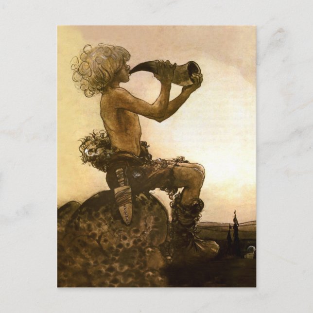 "The Little Shepherd" Aquarell von John Bauer Postkarte (Vorderseite)