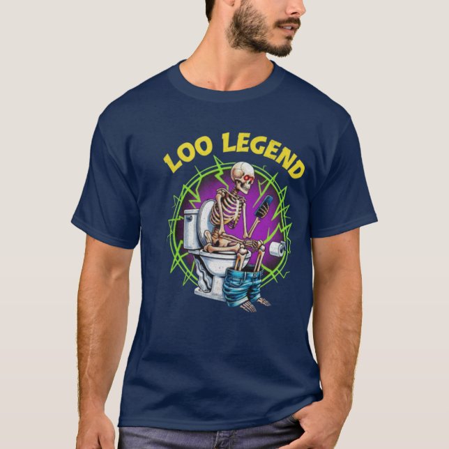 The Loo Legend Skeleton on Toilet Graphic T-Shirt (Vorderseite)