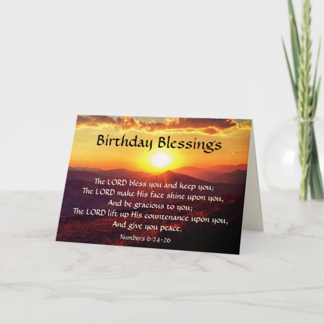 The Lord Bless You, Bible Birthday Mountain Sunset Karte (Vorderseite)