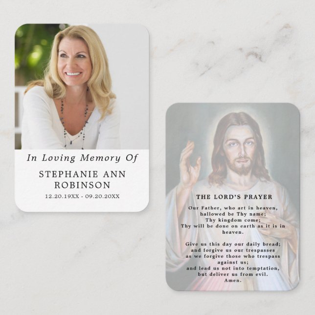The Lord's Prayer Christian Funeral Prayer Card Visitenkarte (Vorne/Hinten)