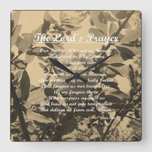 The Lords Prayer Vintage Square Wall Clock Quadratische Wanduhr