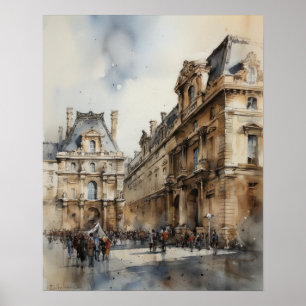 The Louvre Paris France Landscape Art Print Poster