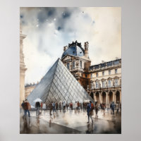 The Louvre Paris France Landscape Art Print Poster