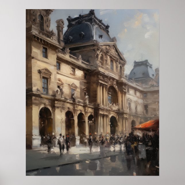 The Louvre Paris France Landscape Art Print Poster (Vorne)