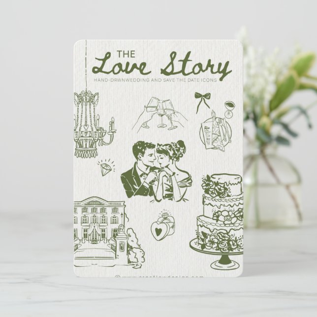💍the love story invitation einladung (Stehend Vorderseite)