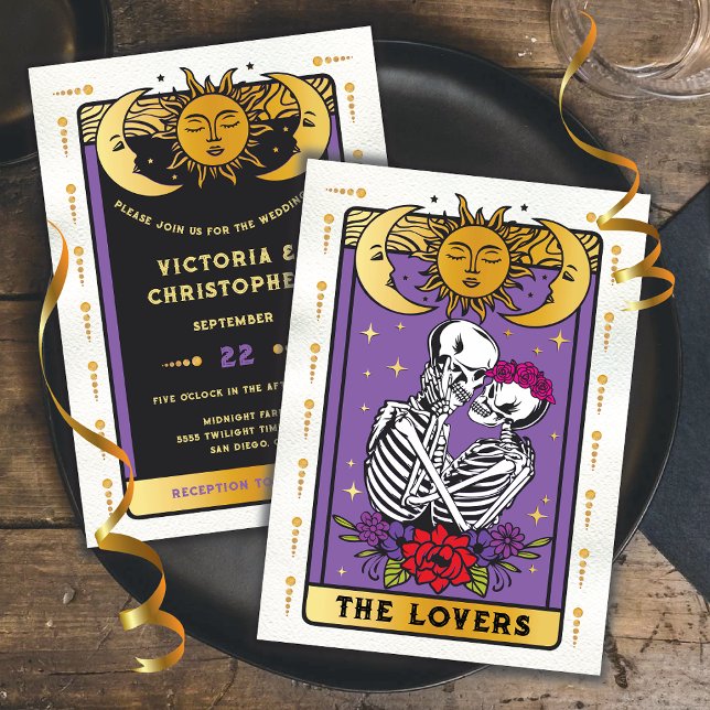The Lovers Skeleton Couple Gothic Wedding Tarot Einladung (Von Creator hochgeladen)
