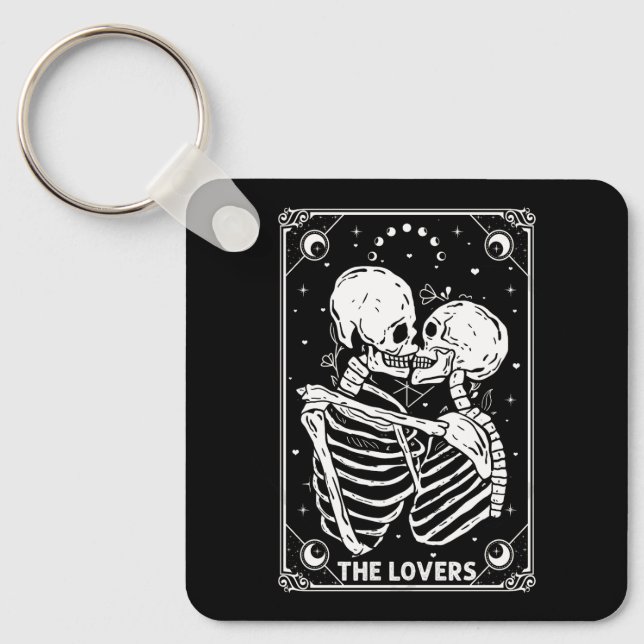 The Lovers Tarot Card Skelett Valentine Gothic Ha Schlüsselanhänger (Vorderseite)