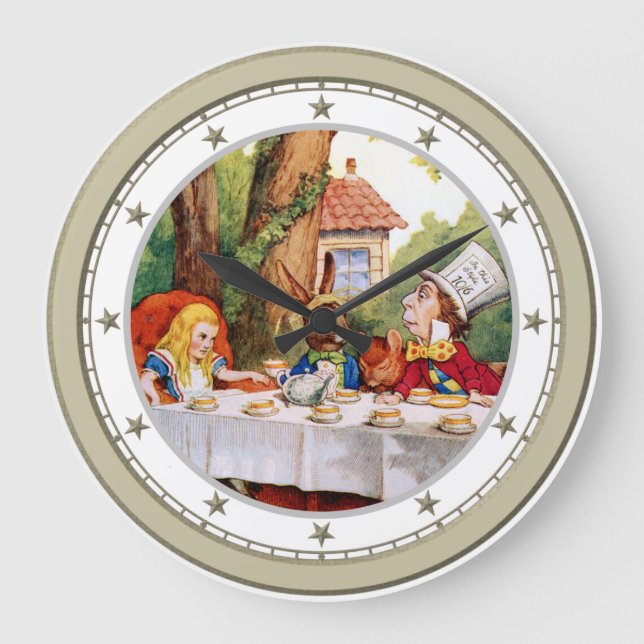 The Mad Hatter's Tea Party Clock Große Wanduhr (Vorderseite)