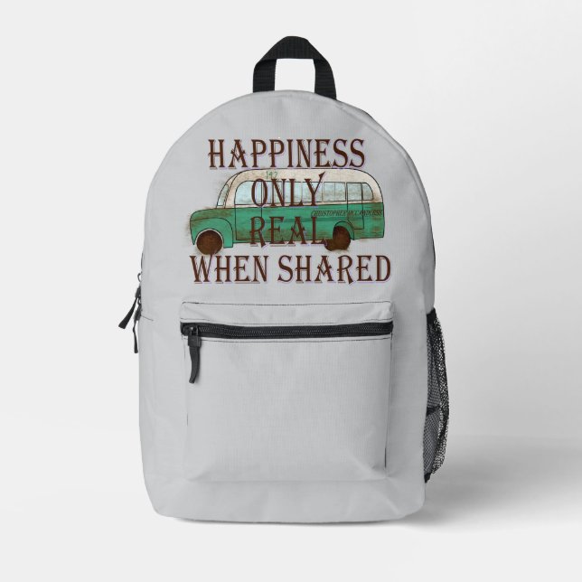 The Magic Bus: Happiness Only Real When Shared -  Bedruckter Rucksack (Vorderseite)