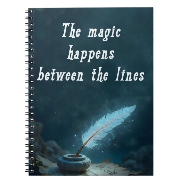"The magic happens between the lines" Notizblock (Vorderseite)