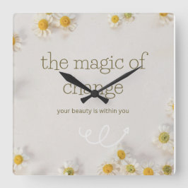 the magic of change , wall clock quadratische wanduhr