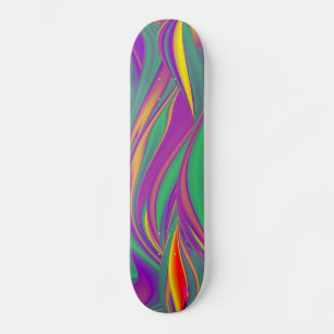 The Magic of Colors , Abstract 3D Rainbowart Skateboard