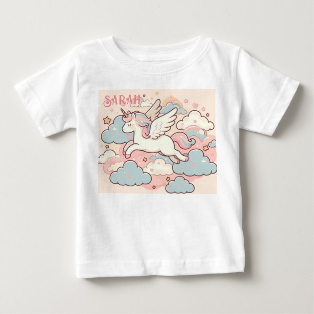 The Magic of Unicorns (Anpassen mit Namen) Baby T-shirt (Vorderseite)