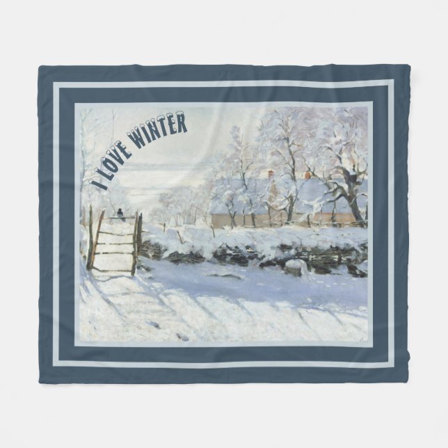 The Magpie by Claude Monet Fleecedecke (Vorderseite (Horizontal))