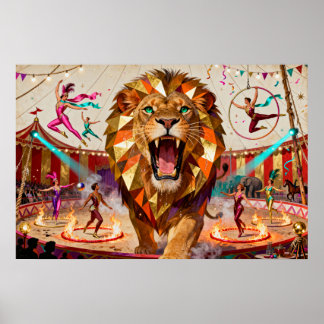 The Majestic Lion of the Circus - A Captivating Poster