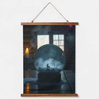 The Man in the Globe – Mystical Surreal Wall Tapes Wandteppich Mit Holzrahmen