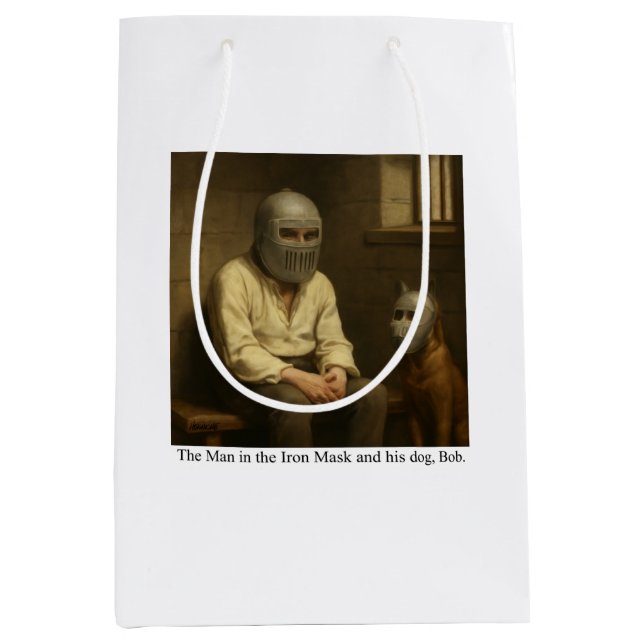 The Man in the Iron Mask and his dog, Bob. Mittlere Geschenktüte (Vorderseite)