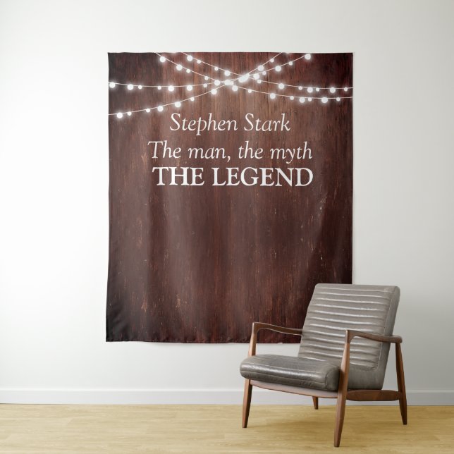 The Man Myth Legend Birthday Holzstring Lights Wandteppich (Beispiel)