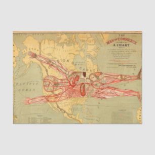 The Man of Commerce Map of United Staaten (1889) Seidenpapier