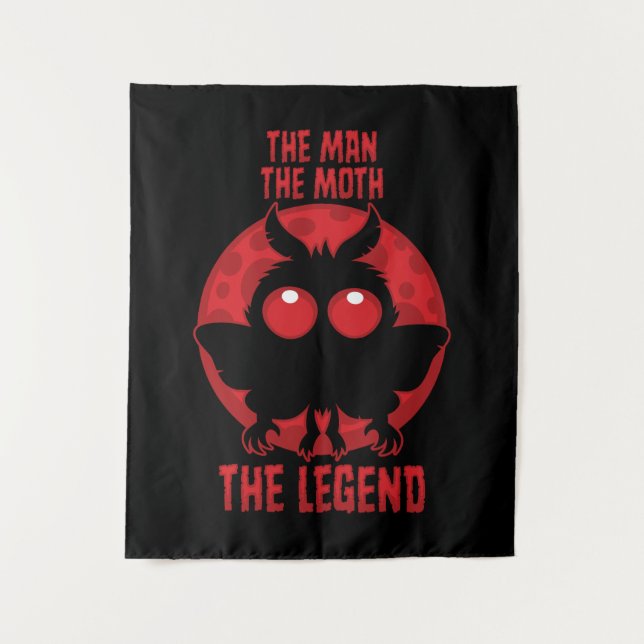 The Man, The Moth, The Legend - Mythical Mothman Wandteppich (Vorderseite)