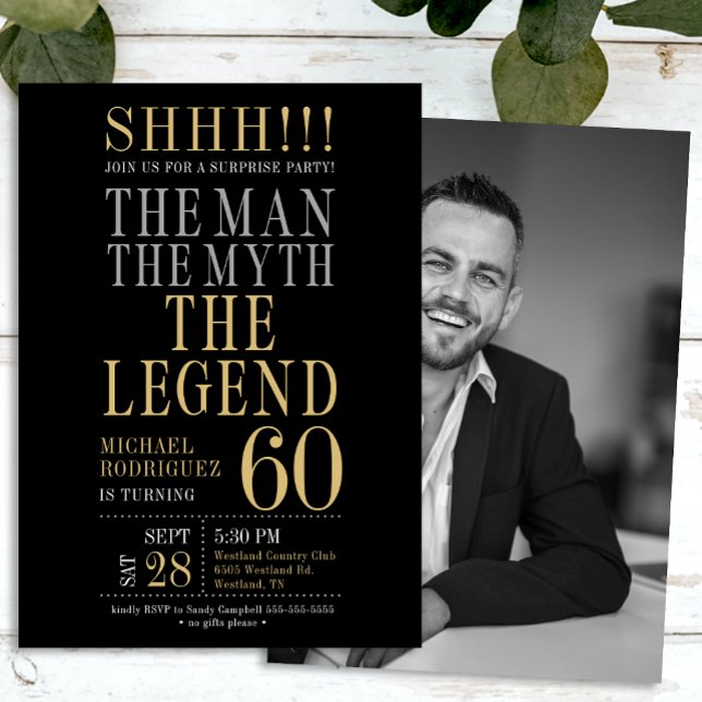 The Man The Myth The Legend Surprise 60th Birthday Einladung (Von Creator hochgeladen)
