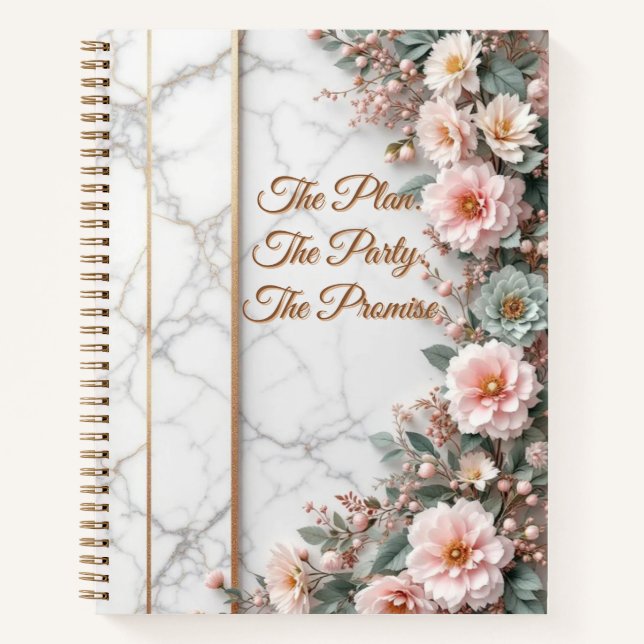 The Master Plan | Luxe Marble & Floral Wedding Notizbuch (Vorderseite)
