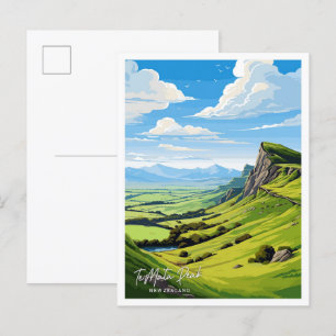 The Mata Peak New Zealand Travel Illustration Postkarte