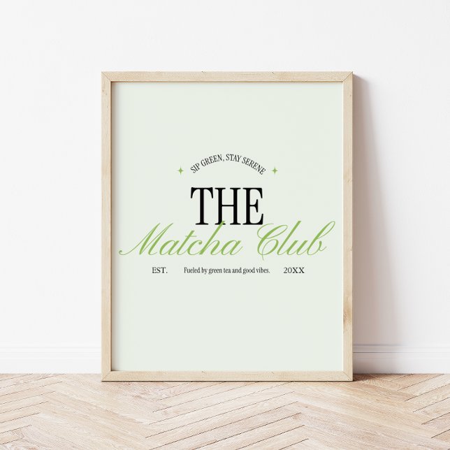 'The Matcha Club' Green Retro Script Poster (Von Creator hochgeladen)