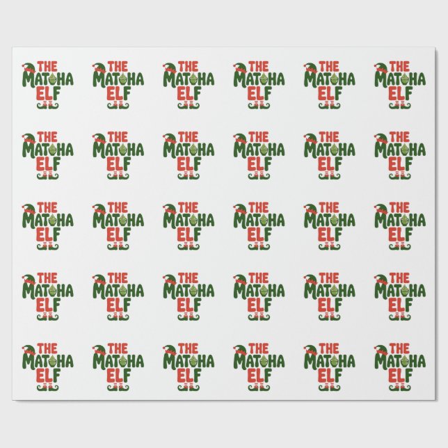 The Matcha Elf Funny Christmas Matcha Drink Geschenkpapier (Flach)