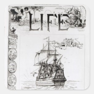 The Mayflower, front cover from 'Life' Quadratischer Aufkleber