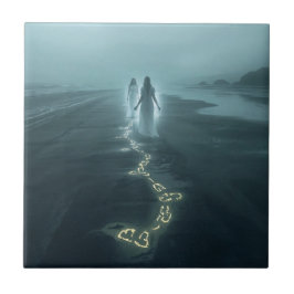 The Meeting on the Misty Shore Fliese