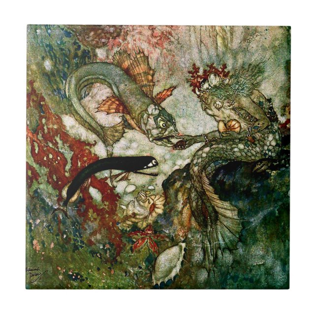 "The Mermaid King" von Edmund Dulac Fliese (Vorderseite)