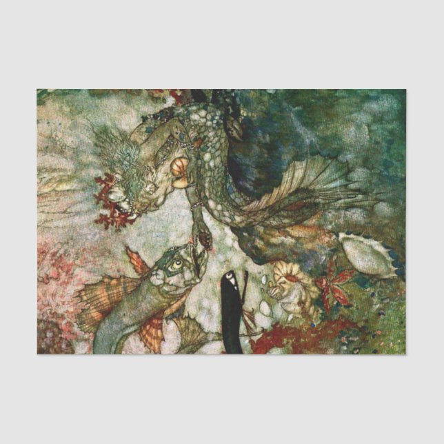 "The Mermaid King" von Edmund Dulac Seidenpapier (Vorderseite)