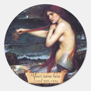 "The Mermaid" Pre-Raphaelite-Buchzeichen Runder Aufkleber