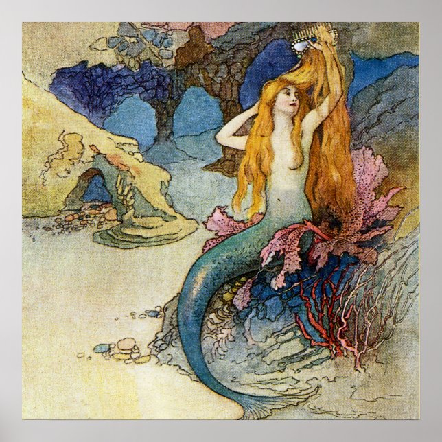 "The Mermaid" von Warwick Goble Poster (Vorne)
