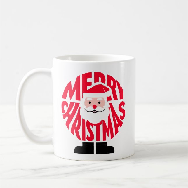 The "MERRY CHRISTMAS" Santa Word Art Mug (Gauche)