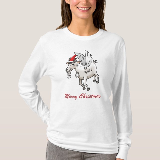 The Merry Flying Christmas Goat T-Shirt (Vorderseite)