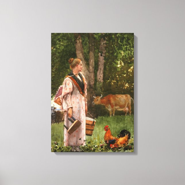 The Milk Maid (von Winslow Homer) Leinwanddruck (Vorderseite)