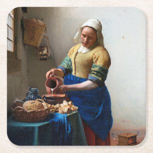 The Milkmaid, Johannes Vermeer, 1657-1658 Rechteckiger Pappuntersetzer