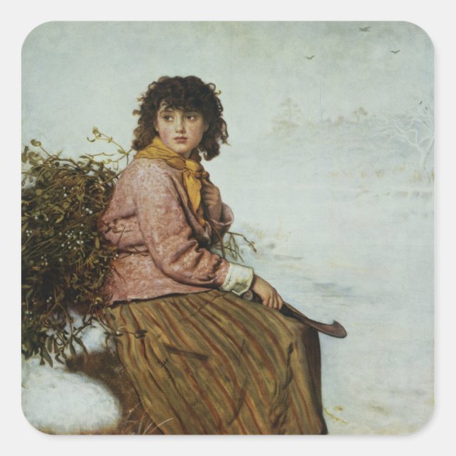 The Mistletoe Gatherer, 1894 Quadratischer Aufkleber (Vorderseite)