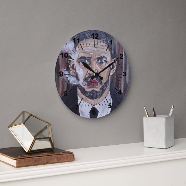 The Mobster Painting by Alfred Fox Große Wanduhr (Büro)