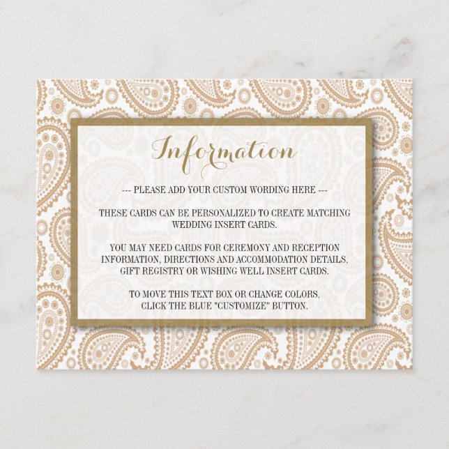 The Modern Paisley Wedding Collection - Brown Begleitkarte (Vorderseite)