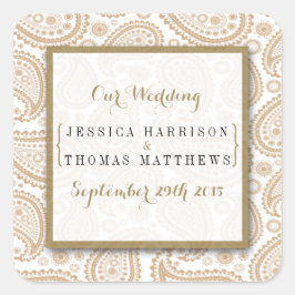 The Modern Paisley Wedding Collection - Brown Quadratischer Aufkleber