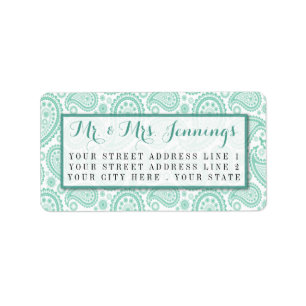 The Modern Paisley Wedding Collection - Green Adressaufkleber