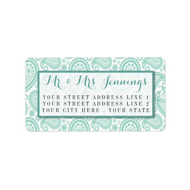 The Modern Paisley Wedding Collection - Green Adressaufkleber (Vorne)