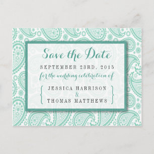 The Modern Paisley Wedding Collection - Green Ankündigungspostkarte