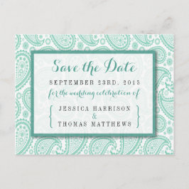 The Modern Paisley Wedding Collection - Green Ankündigungspostkarte