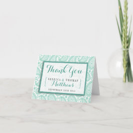 The Modern Paisley Wedding Collection - Green Dankeskarte