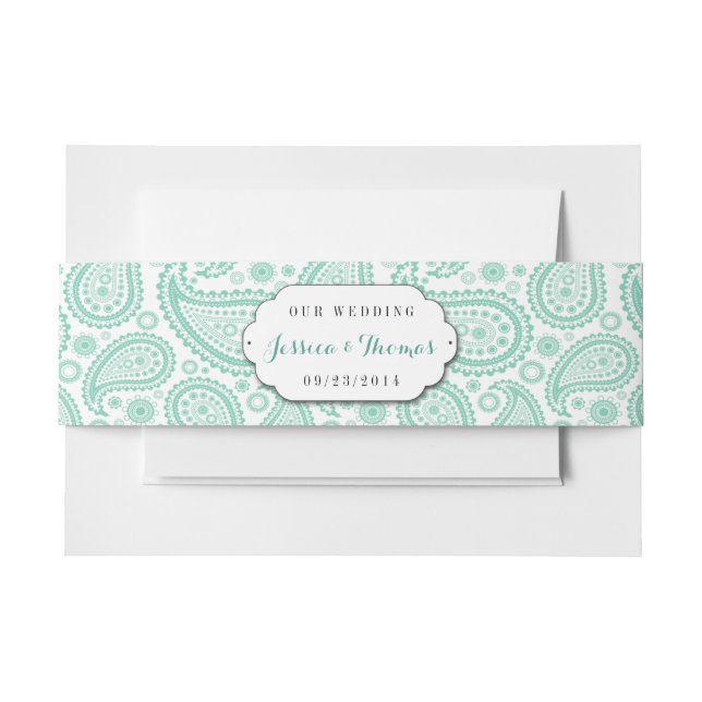The Modern Paisley Wedding Collection - Green Einladungsbanderole (Vorderseite Beispiel)